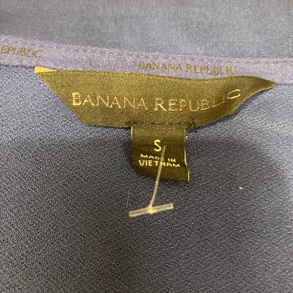 Banana Republic Womens Royal Blue V-Neck 3/4 Sleeve Blouse Top Satin Trim Size S - Picture 4 of 9
